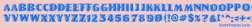 Linolettercutragged ffy Font – Blue Fonts on Pink Background