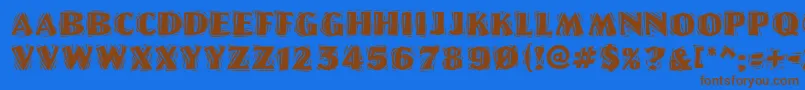 Linolettercutragged ffy Font – Brown Fonts on Blue Background