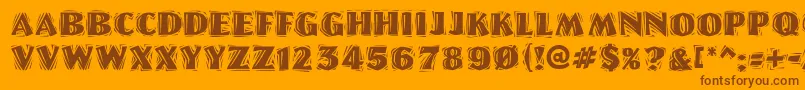 Linolettercutragged ffy Font – Brown Fonts on Orange Background