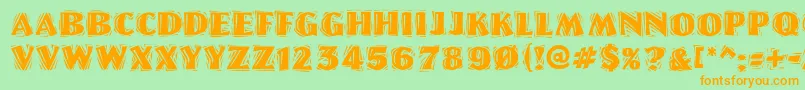 Linolettercutragged ffy-Schriftart – Orangefarbene Schriften auf grünem Hintergrund