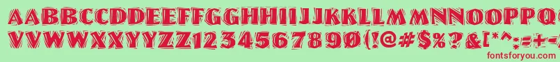 Linolettercutragged ffy Font – Red Fonts on Green Background