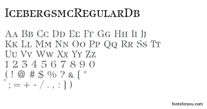 Schriftart IcebergsmcRegularDb – Alphabet, Zahlen, spezielle Symbole