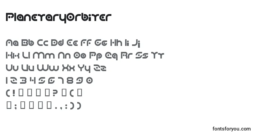 Czcionka PlanetaryOrbiter – alfabet, cyfry, specjalne znaki