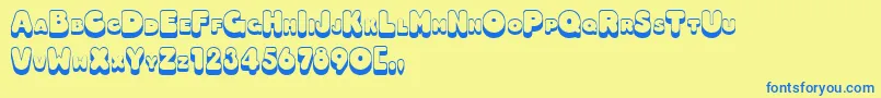 Hotdog Font – Blue Fonts on Yellow Background
