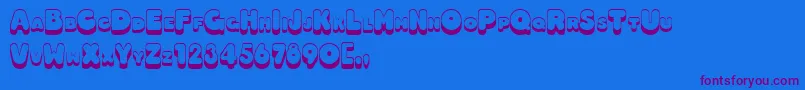 Hotdog-Schriftart – Violette Schriften auf blauem Hintergrund