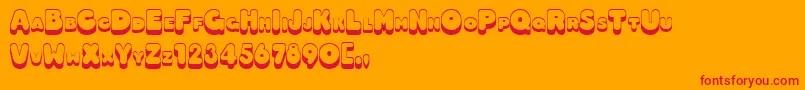 Hotdog-Schriftart – Rote Schriften auf orangefarbenem Hintergrund