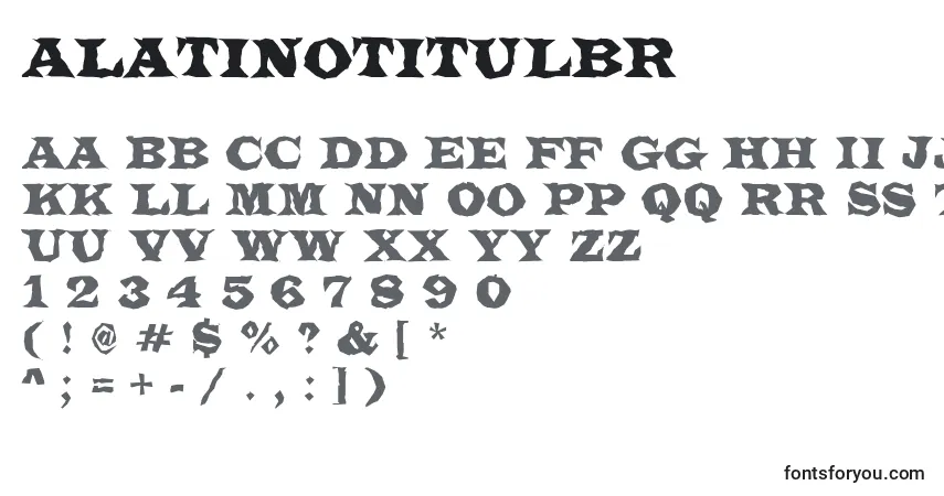 Czcionka ALatinotitulbr – alfabet, cyfry, specjalne znaki