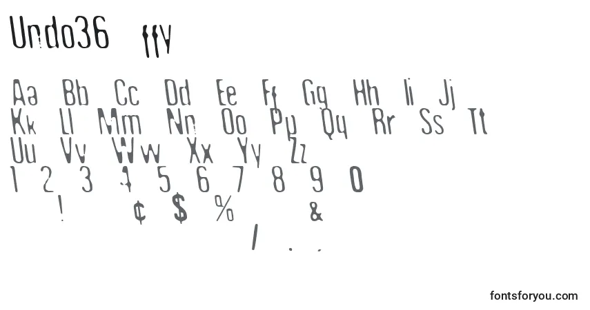 A fonte Undo36 ffy – alfabeto, números, caracteres especiais
