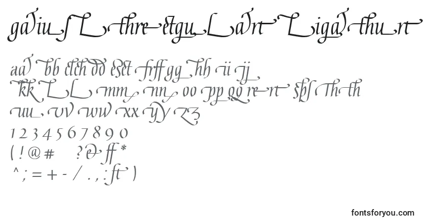 Czcionka GaiusLtRegularLigatures – alfabet, cyfry, specjalne znaki