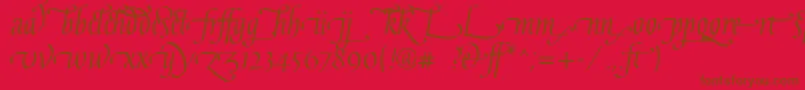 Fonte GaiusLtRegularLigatures – fontes marrons em um fundo vermelho