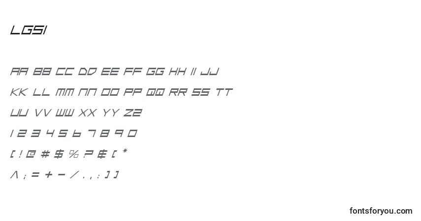A fonte Lgsi – alfabeto, números, caracteres especiais