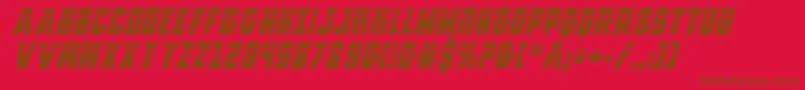 AnitllesLaserAcademyItalic-Schriftart – Braune Schriften auf rotem Hintergrund