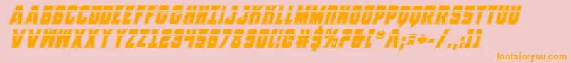 AnitllesLaserAcademyItalic-Schriftart – Orangefarbene Schriften auf rosa Hintergrund