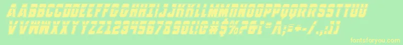 AnitllesLaserAcademyItalic-Schriftart – Gelbe Schriften auf grünem Hintergrund