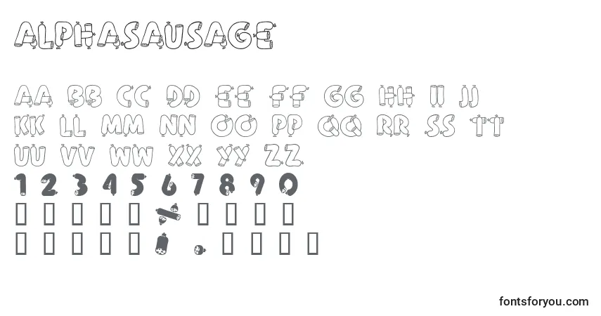 Schriftart AlphaSausage – Alphabet, Zahlen, spezielle Symbole
