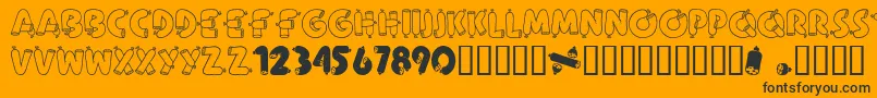 AlphaSausage-Schriftart – Schwarze Schriften auf orangefarbenem Hintergrund