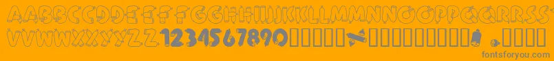 AlphaSausage-Schriftart – Graue Schriften auf orangefarbenem Hintergrund