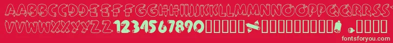 AlphaSausage Font – Green Fonts on Red Background