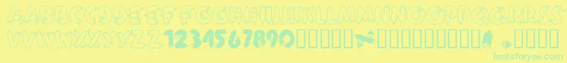 AlphaSausage Font – Green Fonts on Yellow Background