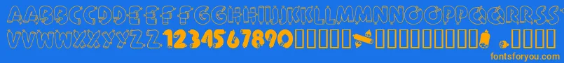 AlphaSausage Font – Orange Fonts on Blue Background