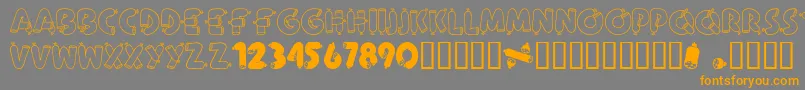 AlphaSausage-Schriftart – Orangefarbene Schriften auf grauem Hintergrund