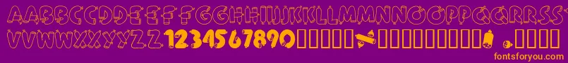 AlphaSausage Font – Orange Fonts on Purple Background