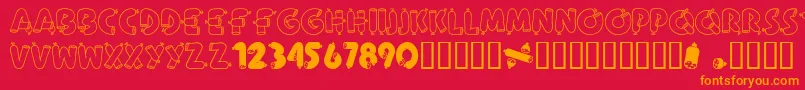 AlphaSausage Font – Orange Fonts on Red Background