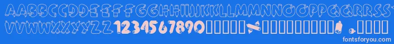 AlphaSausage Font – Pink Fonts on Blue Background