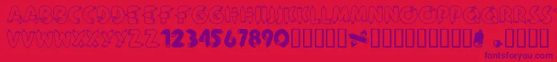 AlphaSausage Font – Purple Fonts on Red Background