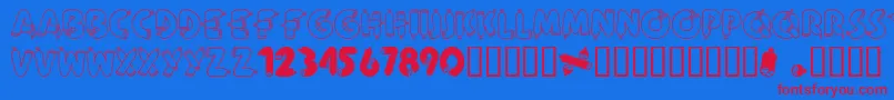 AlphaSausage Font – Red Fonts on Blue Background