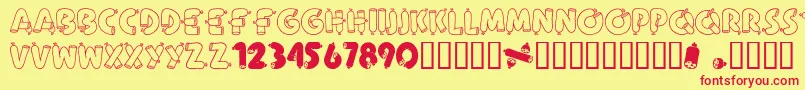 AlphaSausage Font – Red Fonts on Yellow Background