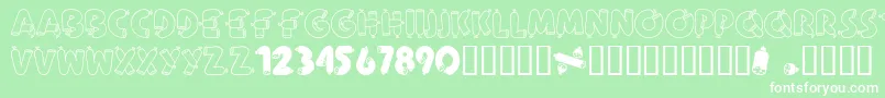 AlphaSausage Font – White Fonts on Green Background