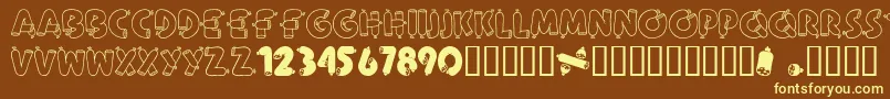 AlphaSausage Font – Yellow Fonts on Brown Background