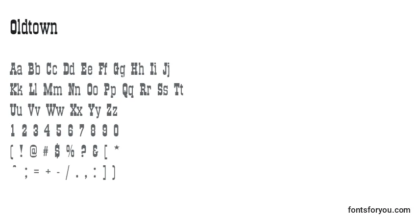 A fonte Oldtown – alfabeto, números, caracteres especiais