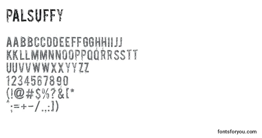 Schriftart Palsu ffy – Alphabet, Zahlen, spezielle Symbole