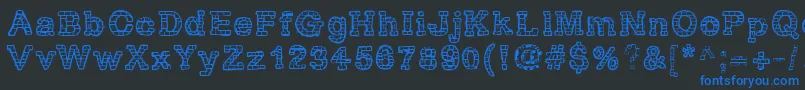 RhBrickhausProtoVertebra Font – Blue Fonts on Black Background