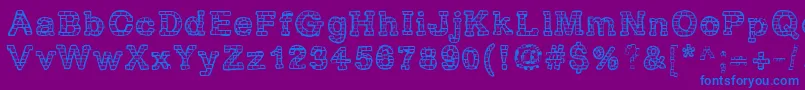 RhBrickhausProtoVertebra-Schriftart – Blaue Schriften auf violettem Hintergrund