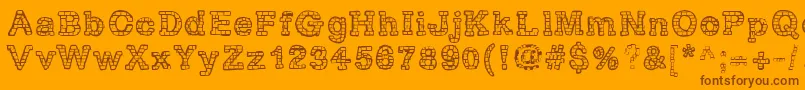 RhBrickhausProtoVertebra Font – Brown Fonts on Orange Background