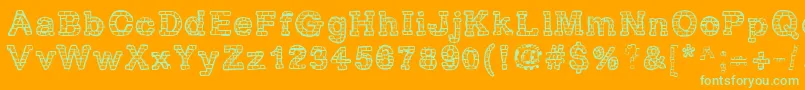 RhBrickhausProtoVertebra-Schriftart – Grüne Schriften auf orangefarbenem Hintergrund