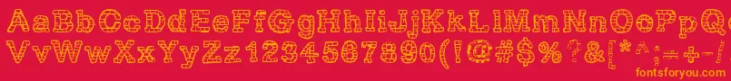 RhBrickhausProtoVertebra Font – Orange Fonts on Red Background