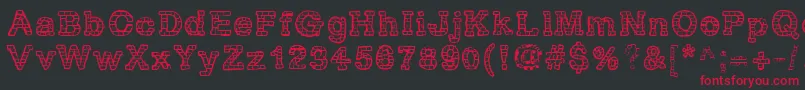 RhBrickhausProtoVertebra Font – Red Fonts on Black Background