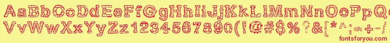 Шрифт RhBrickhausProtoVertebra – красные шрифты на жёлтом фоне