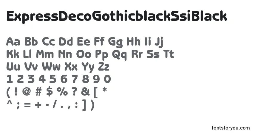 Czcionka ExpressDecoGothicblackSsiBlack – alfabet, cyfry, specjalne znaki