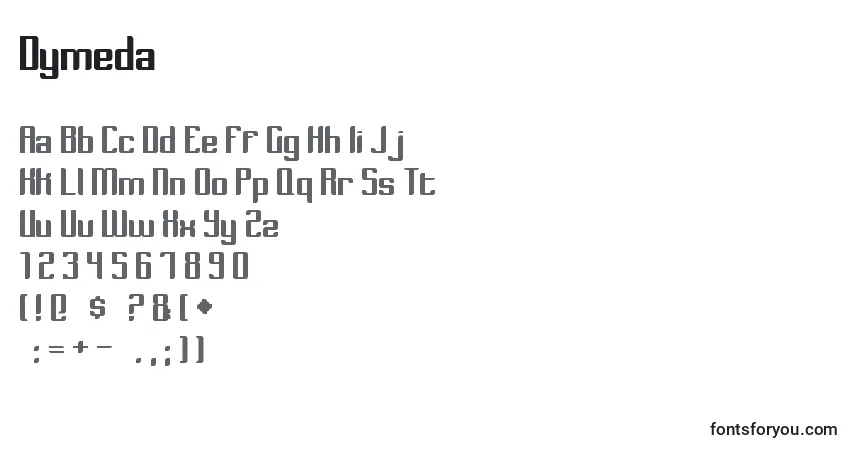 Schriftart Dymeda – Alphabet, Zahlen, spezielle Symbole