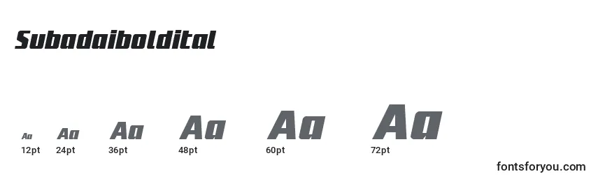 Subadaiboldital Font Sizes