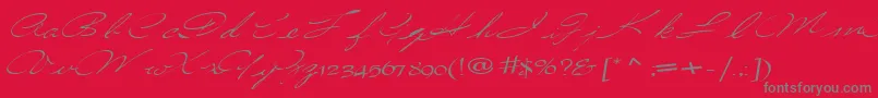 CountryRegular-Schriftart – Graue Schriften auf rotem Hintergrund