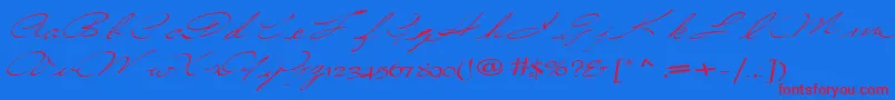 CountryRegular-Schriftart – Rote Schriften auf blauem Hintergrund