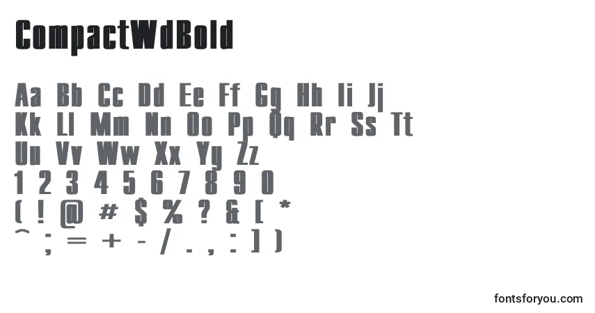 A fonte CompactWdBold – alfabeto, números, caracteres especiais