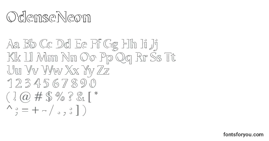 Шрифт OdenseNeon – алфавит, цифры, специальные символы