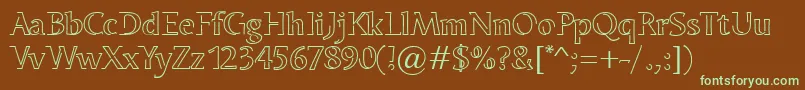 OdenseNeon-fontti – vihreät fontit ruskealla taustalla